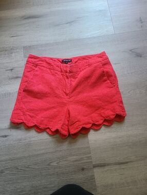 B1G1 Alice Collection Scalloped Hemline Coral Linen/Cotton Shorts Size 4